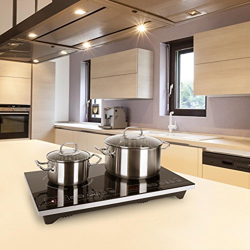 Klarstein VariCook XL Kochplatte Doppelkochplatte Induktions-Kochfeld (3100W, Timer, bis 240°C, Touch-Control, Glasoberfläche, Alu-Gehäuse) silber-schwarz - 3
