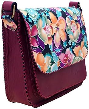 Koson Leather Genuine Cow Handmade Satchel Shoulder Unisex Cross-Body Party Festival Everyday Handbag Messenger Bag Purple
