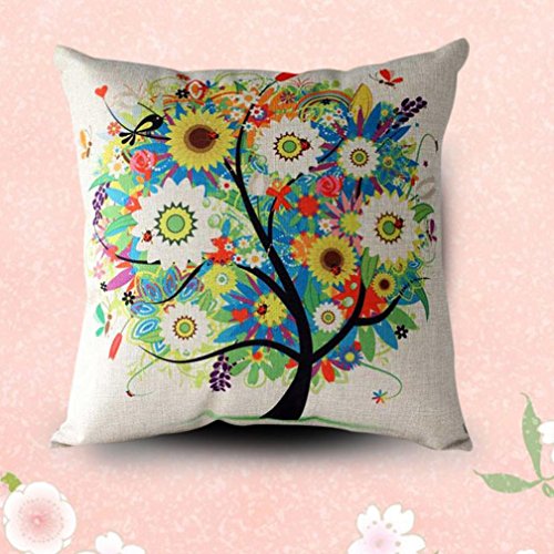 Sunnywill Ländliche frischen Cartoon Blume Baum Kissen Fall Sofa Taille Throw Kissen Cover Home Decor (Farbe) - 2