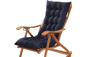 GGOTY Coussin de chaise de bureau épais à dossier bas avec attaches - Coussin de chaise avec dossier et dossier pour maison, jardin, chaises longues et fauteuil inclinable - 40 x 40 cm - Bleu marine