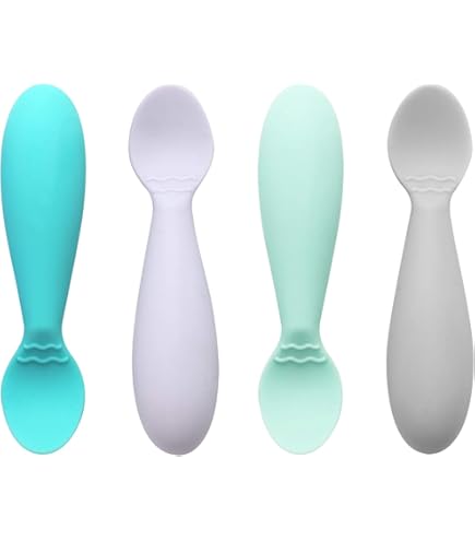 Paire De Cuillères En Silicone Pour Bébé Ezpz - Cuillères D'Apprentissage Dès 4 Mois - Sans BPA