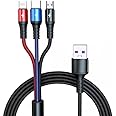 2 Meter 3 in 1 Multi Charge Nylon Data Cable Lead Cord Multi USB 5V/3.1A 40W Charging Cable USB Micro Type C Phone Connector Compatible with iPhone 15,iPad,Android,IOS,Samsung,Huawei,Tablet,Powerbank