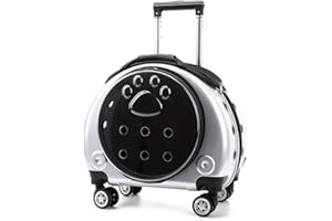 KHUY Katzen Transportboxen, Hundetrolley bis 10 Kg mit Premium-rädern um Katzen-reise-fördermaschine, Hunderucksack Kleine Hunde mit Vergrößerungs Rädern und Vent (Color : Silver)
