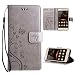 Produktbild Leathlux Für Huawei Y5 2 Hülle grau , Vintage Blume Muster Premium PU Leder Schutzhülle Bookstyle Tasche Schale TPU Case mit Trageschlaufe Standfunktion für Huawei Y5 2 / Huawei Y5 II 5.0"