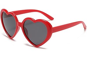 YAMEIZE Trendy 90s Polarisiert Love Herz - Sonnenbrille für Damen Herren Heart Retro Herz Form Brille Vintage Coloful Funny Party im Freien