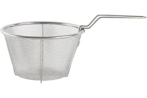 Tumotsit Cestello per Friggere in Acciaio Inossidabile, Colapasta Rotondo con Manico Pieghevole, 15cm x 18cm, Argento
