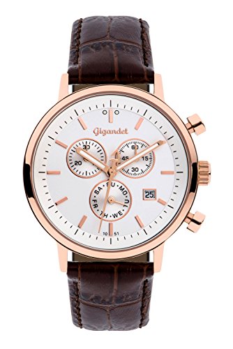 Gigandet Classico Herren Armbanduhr Chronograph Analog Quarz Braun Rotgold G6-006 Gigandet Classico Herren Armbanduhr Chronograph Analog Quarz Braun Rotgold G6-006