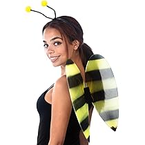Disfraz Abeja Mujer 6 Piezas Disfraz Abeja Disfraz De Abeja Adulto Diadema De Abeja Pegatina Cara De Abeja Guantes Y Medias De Rayas Sin Dedos Gafas De Fiesta Abeja Para Carnaval Halloween