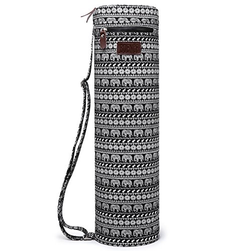 Bolsa para esterilla de yoga, boence Full cremallera ejercicio yoga mat Sling Bag con lona resistente, suave cremalleras, correa ajustable, funcional bolsillos de almacenamiento – se adapta a la mayoría de gran tamaño alfombrillas (Elephant)