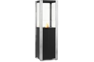 Klarstein Cheminee Bioetanol, Cheminée Bioéthanol pour l'Intérieur, Cheminée au Bioéthanol avec Une Durée de Combustion de 6 Heures, Inodore et sans Fumée, Cheminee Ethanol de 38 x 38 x 120 cm