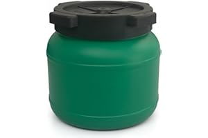 plasteo Weithalsfass 5 L Deckelfass lebensmittelecht – stabiles HDPE Universalfass mit Schraubverschluss, für Futter, Lagerung und Transport, grün, rund