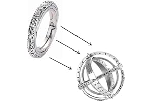 GAUEIOUR Anillo de bola de esfera astronómica, anillo de universo deformable retro 3D, talla 7, anillo de sueño astronómico, unisex, joyería divertida y exquisita, regalo de joyería (plata), Metal,