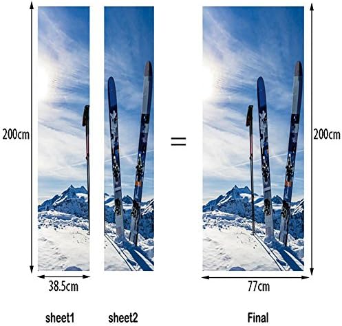 JHYS MT046 Snow Mountain Ski board Pattern 3D DIY Self-adhesive Waterproof Door Wall Sticker