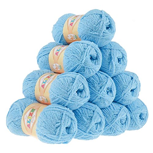 10 x 50g Kuschelgarn Kuschelwolle SOFTY by ALIZE #40 blau