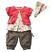 TiaoBug 3 Pcs Baby Girls Summer Outfits Top Short Pants Headband Clothing Set Photography Costume Size 12-18 Months