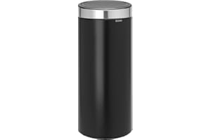 Brabantia - Poubelle Touch Bin Unie New, 30L - Noir Mat avec Couvercle Anti-traces de Doigts