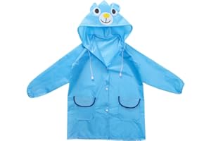 SGERUFZ Chubasquero Niño Chubasquero Niña Impermeable con Capucha Wasserdicht para Niños con Diseño de Oso 3D Botón de Presión (3-8 Años)