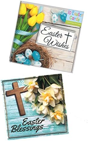 Easter Cards Pack of 10 Easter Wishes Easter Blessings Religious 2 Designs