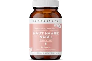 ‎INNONATURE Natürlicher Haut, Haare & Nägel Komplex mit Haar-Vitamin Biotin, Zink (Zinkbisglycinat), Hyaluronsäure (500-700 kDa), Bambus (Silizium), Brennesselsamen, Hagebutte (VitaminC) + Vitamin E. 60 Kapseln.