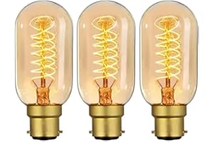 Sunnylinn 40W B22 Vintage Edison Light Bulbs Bayonet Dimmable, B22 BC Filament Vintage Bayonet Light Bulb Warm White, T45 Antique Retro Light Bulb 230V (3-Pack).