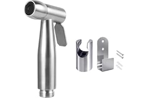 ABSOK Rociador de bidé de mano, rociador de inodoro de acero inoxidable, gancho de ducha, se puede utilizar para limpiar inodoros baño de mascotas higiene personal