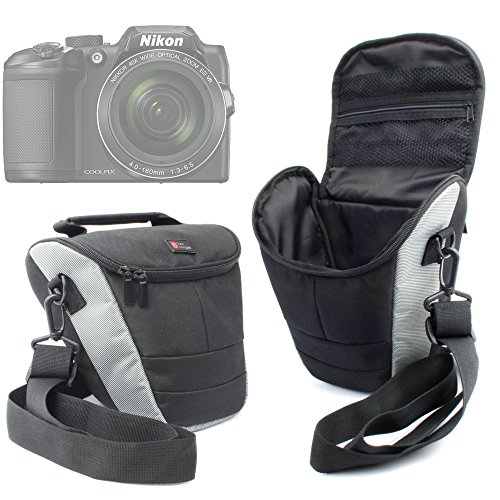 Housse de transport moyenne pour appareils photo Panasonic Lumix GF8 et DMC-FZ300  Nikon Coolpix B500 et B700 Bridge et Pentax K-1 SLR et leurs accessoires   bandouli  re BONUS  par DURAGADGET