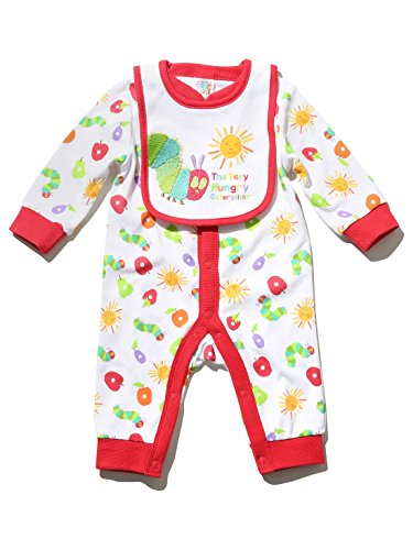 The Very Hungry Caterpillar Character Baby Long Sleeve Patterned Romper And Bib Set White 3/6 Mnths
