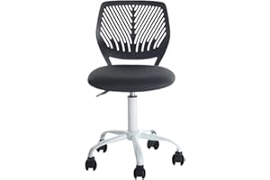 FurnitureR Zestaw 1 krzeseł biurkowych, regulowana wysokość, krzesło obrotowe z małym otworem, oparcie do sypialni, gabinetu, kolor czarny