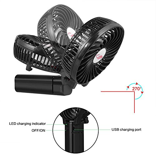 USB Ventilator Mini Handventilator ,Pomisty Leise Mini Fan Lüfter Elektrischer Faltbar Kompatibel mit Laptop, Multi Port Steckdose für Haus, Büro, Reise, Picknick, Kampieren, Innen und Außenbereich – Schwarz - 3