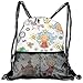Produktbild RAINNY Drawstring Backpacks Bags,Cartoon Princess Pattern with Magic Wand Dragon Dress Unicorn and Crown Little Child,5 Liter Capacity,Adjustable