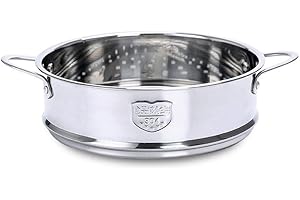 Hemoton Panier Vapeur en Acier Inoxydable de 16 cm avec Double poignée pour la Maison, Le Restaurant