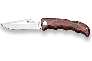 Joker Navaja de caza Terrier NR18, mango de madera roja Stamina, hoja de 9 cm MOVA, con bloqueo, herramienta de pesca, caza, camping y senderismo