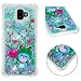 Produktbild Misstars Glitzer Flüssig Hülle für Samsung Galaxy J6 Plus 2018, Bling Transparent Weich TPU Silikon mit Muster Grün Frosch Design Backcover Ultra Slim Kratzfeste Stoßfest Schutzhülle