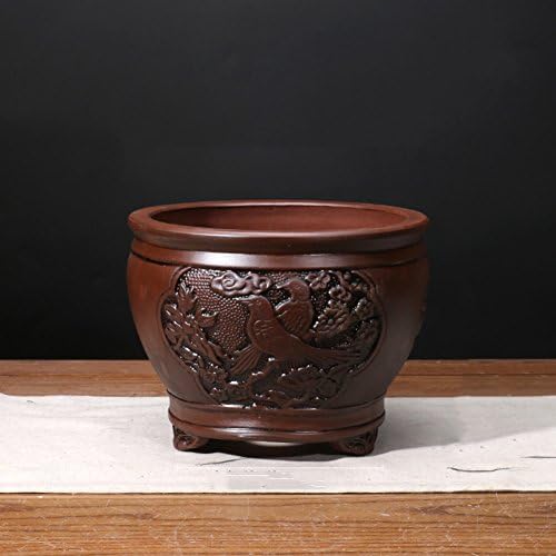 Ceramic large basin/[chinese style]/purple flower pot/bonsai/orchid potted/breathable flowerpot-A