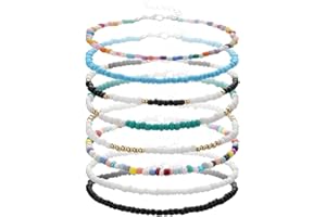 SCJJZ cavigliera donna,cavigliera,cavigliera elastica,Cavigliera elasticizzata da donna con perline Boho colorate (8 pezzi)