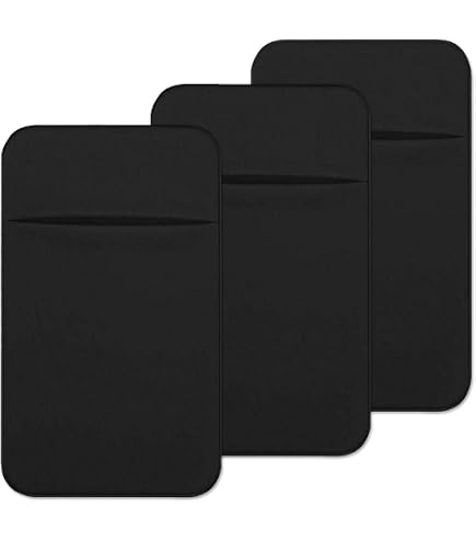 Support Main Téléphone Porte-carte Smartphone Kwmobile - 2 Pochettes Adhésives Pour 4 Cartes Noir Coque Porte Carte
