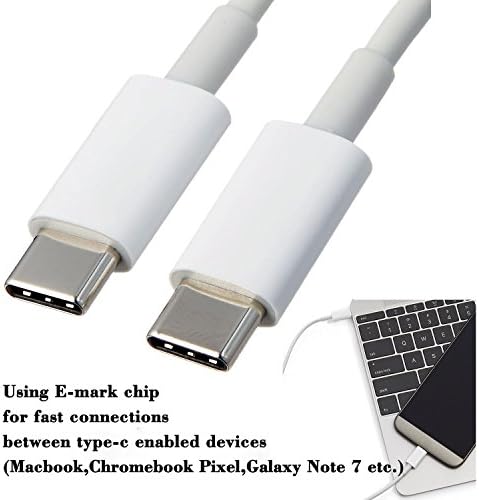 USB Type C to C 2.0 cable (5ft), High Durability, for USB Type-C Devices Including Galaxy S8, S8+, Google Pixel, Nexus 6P, Huawei Matebook, Nintendo Switch, MacBook and More With Emark IC
