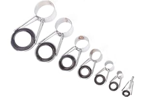 Vaorwne 7Pcs Fishing Rod Guides Tip 7 Sizes Telescopic Tip Repair Kit Line Rings Eyes Set