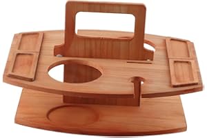 NOENNULL Tragbares Käsebrett-Set aus Holz Käse-Serviertablett Obsttablett Nusstablett Integrierte 4 Essenseinheit Platte mit abnehmbarem Weinglashalter aus Holz für Reisen Picknick