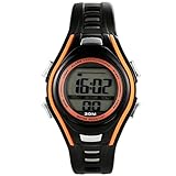 Gobu 1611 Chronograph / Armbanduhr, multifunktional, modisches und sportliches Design, mehrfarbige LED-Anzeige, analog / digital, wasserdicht, mit Wecker, Stoppuhr und Timer, schwarz / orange