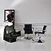 3 PIECE BLACK AND WHITE LEATHER BARBER SALON CHAIR WASH BASIN SHOP SET