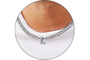 AFSTALR Chaine Homme Acier Inoxydable Collier Lettre en Argent Or avec Lettres A-Z Chaîne Cubaine avec Initiale Personnalisé 50CM Cadeau pour lui papa fils mari petit ami