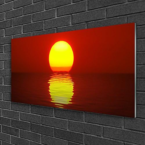 Wall Art Glass Prints by Tulup 100x50cm Decorative Wall Pictures behind Toughened Safety Float Glass for Living Room &amp; Kitchen Images printed on Glass Theme: Sunset Sea Landscape