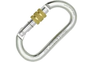 Kong. Oval Steel Classic Screw Sleeve. Moschettone Ovale in Acciaio al Carbonio con Ghiera a Vite e Sistema Keylock. Consigliato Per Carrucole e Bloccanti. EN 362/B, EAC. Made in Italy. Peso 176g.