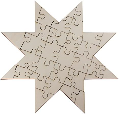 Blank Wooden Puzzle in Star Shape DIY Paint and Empty Star Made From Untreated Wood 32 Piece Jigsaw Puzzle – 24 x 24 cm