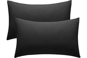 ML MASSARI LIMITED Black Pillow Cases 2 Pack Hotel Quality Poly Cotton Pillowcases Covers (Black, 2 x Pillow Cases)