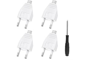 HITRENDS Płaska wtyczka euro, płaska wtyczka Euro, wtyczka zasilająca płaska (220 V, 2,5 A), biała - 4 sztuki, 4 sztuki, białe