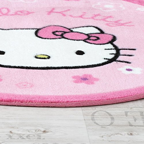 Hello Kitty Teppich Kinderzimmer Teppich Rund mit Blumen Rosa Pink, Grösse:Ø 70 cm Rund - 2