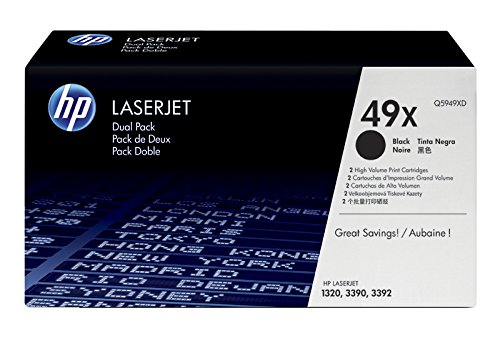 HP 49X 2er-Pack (Q5949XD) Schwarz Original Toner mit hoher Reichweite für HP Laserjet 1320tn, 3390, 3393, 4200
