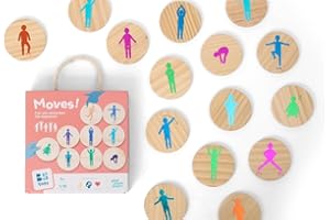 BS Toys Moves - Palets En Bois Avec Mouvements De Coordination - Entraînement Cérébral Pour Enfants - À Partir De 4 Ans - 18 Mouvements Différents - Pour Les Anniversaires D'Enfants
